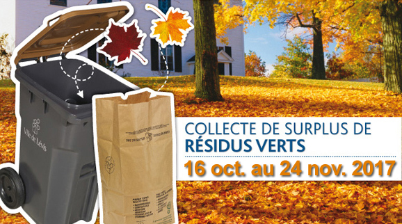 Collecte des surplus de résidus verts : du 10 octobre au 18 novembre 2016